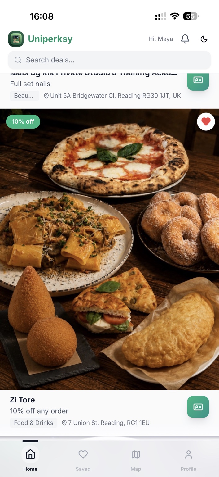 Zí Tore’s 10% off any order offer in the Uniperksy app